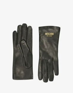 Fashion Leather gloves with logo Hats & Gloves