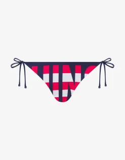 Online Striped Lettering Logo Swim Briefs with Laces Swimwear